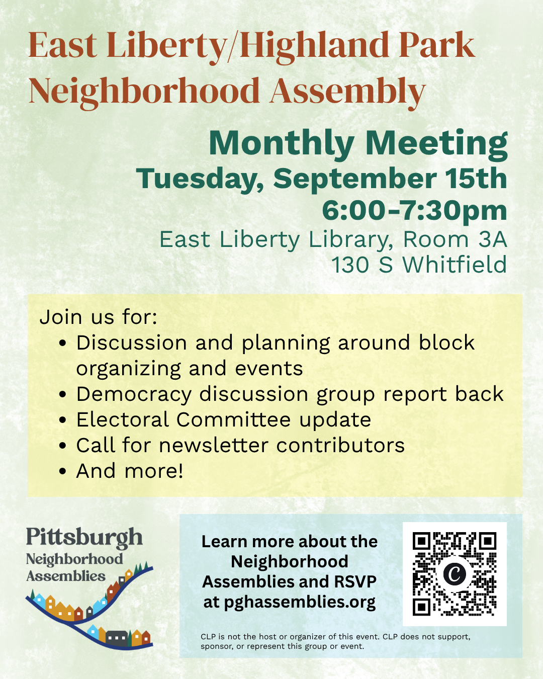 East Liberty/Highland Park September Meeting